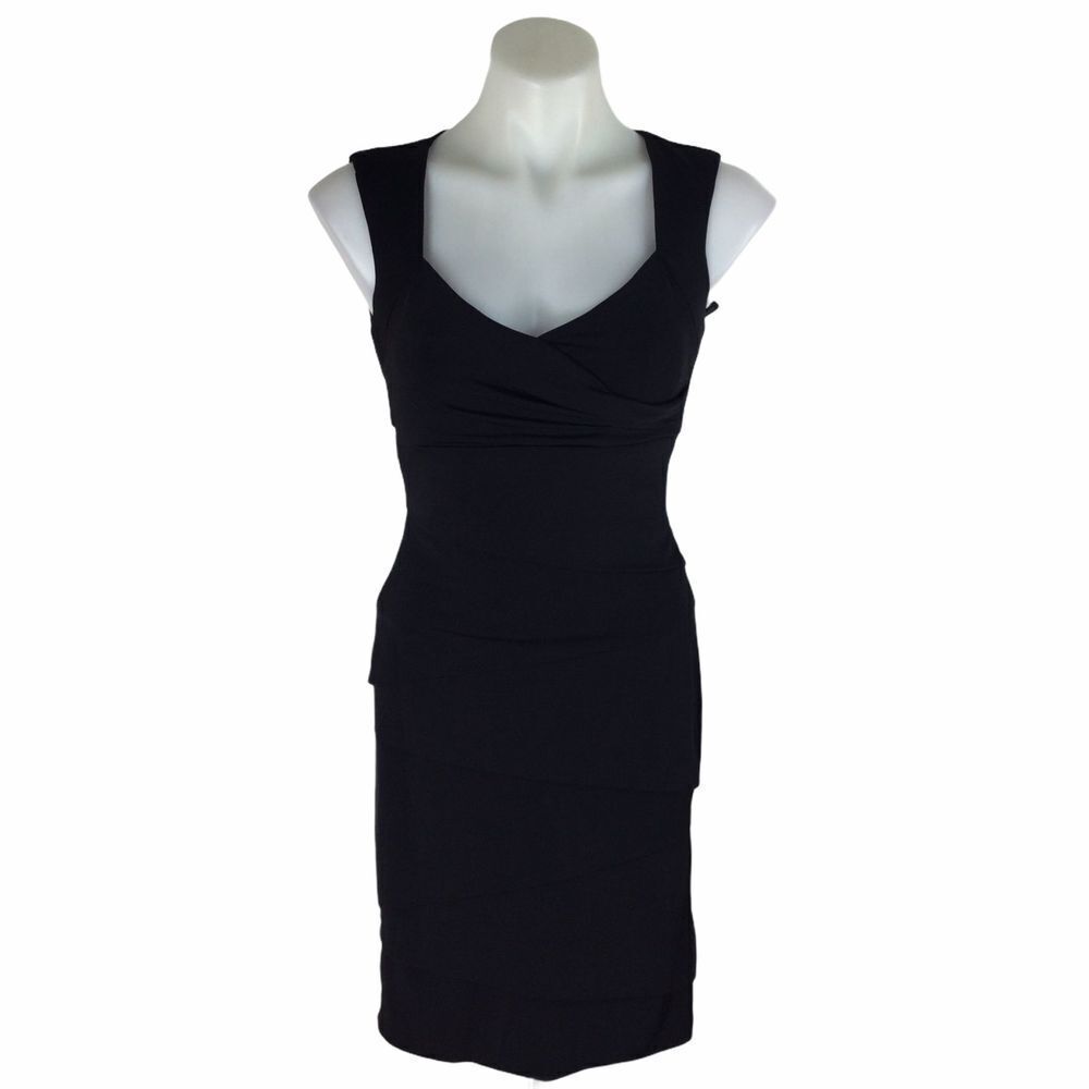 White House Black Market Black Slimming Layered Sheath Tank Dress Size 2